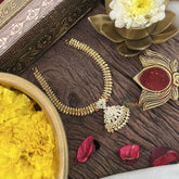 Vriksham Traditional White Red & Green Tanmani Neckpiece-G18856